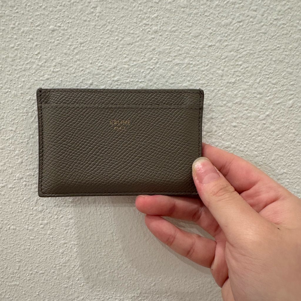 Celine Grained Leather Card Holder In Grey  PreOwned